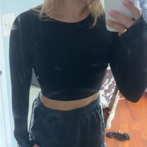 AYBL Black Long Sleeve Crop Top
